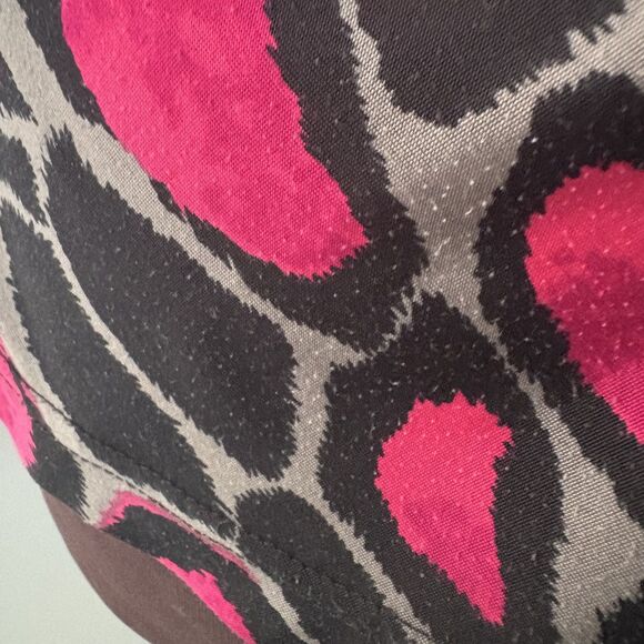Joseph Ribkoff Top Womens 12 Pink Black Animal Print Zip Front Stretch Mobwife - Picture 8 of 16